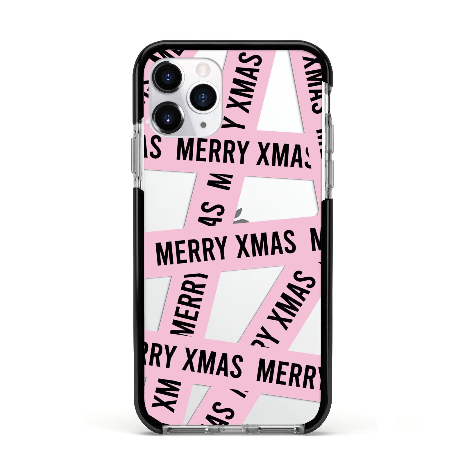 Merry Christmas Tape Apple iPhone 11 Pro in Silver with Black Impact Case