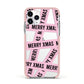 Merry Christmas Tape Apple iPhone 11 Pro in Silver with Pink Impact Case