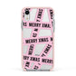 Merry Christmas Tape Apple iPhone XR Impact Case Pink Edge on Silver Phone