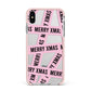 Merry Christmas Tape Apple iPhone Xs Max Impact Case Pink Edge on Silver Phone