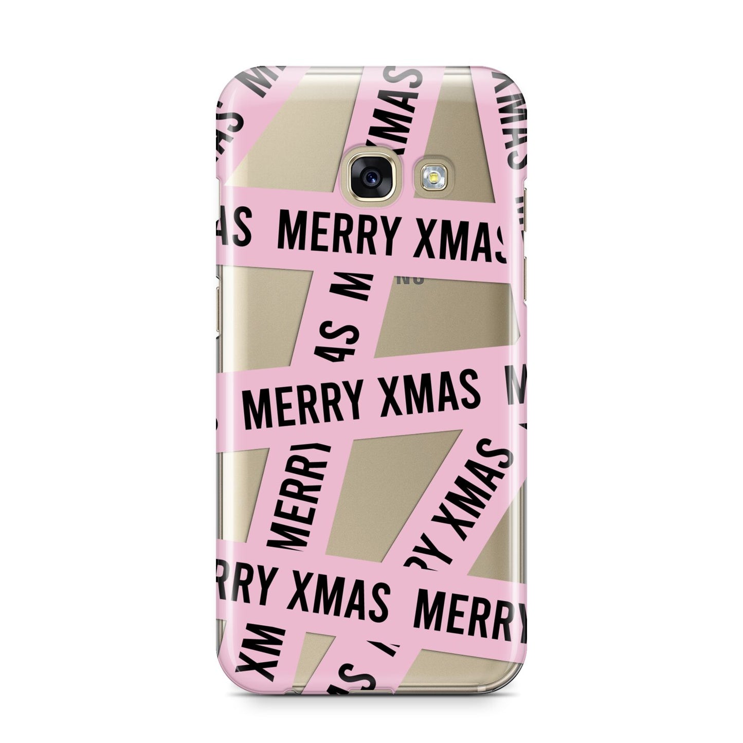 Merry Christmas Tape Samsung Galaxy A3 2017 Case on gold phone