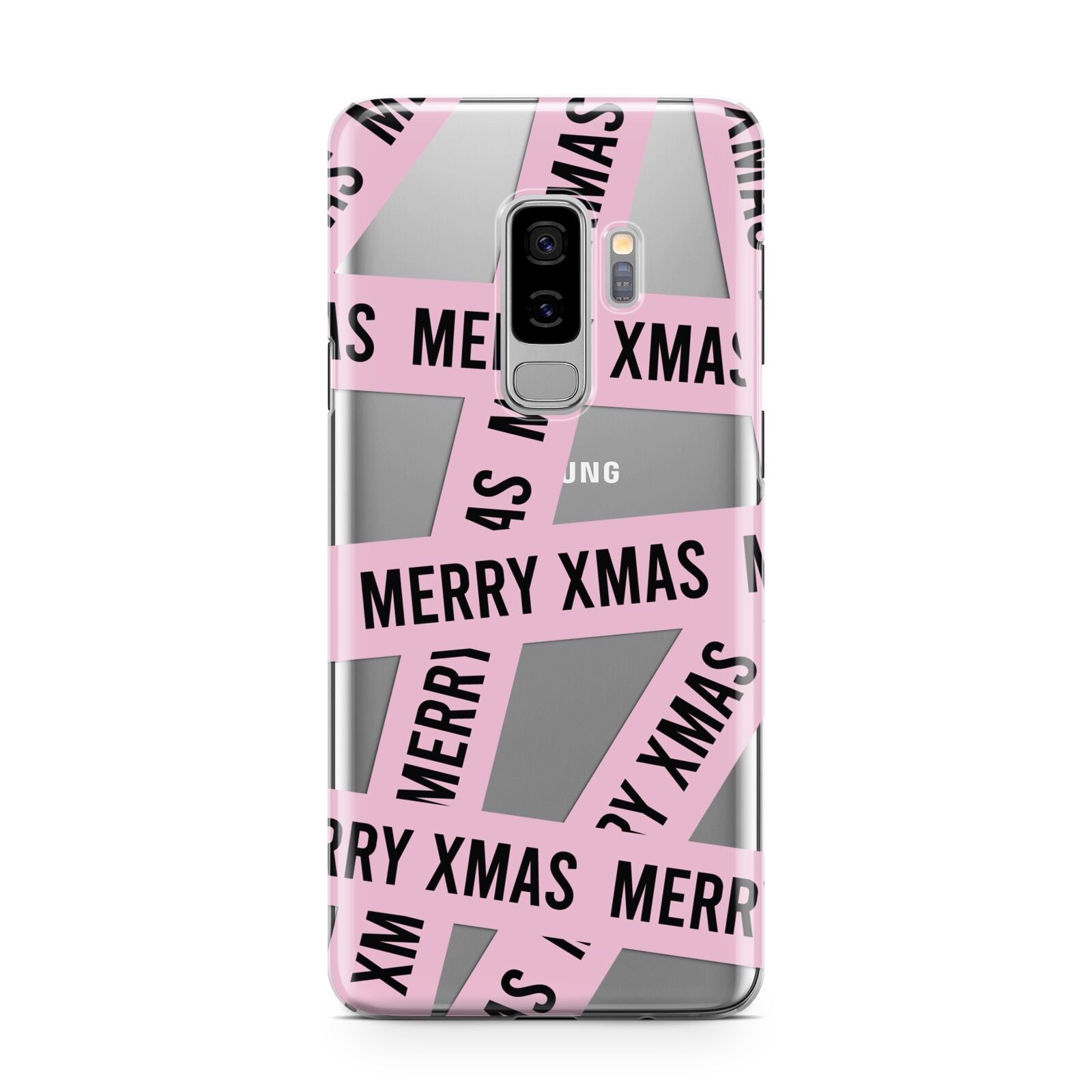 Merry Christmas Tape Samsung Galaxy S9 Plus Case on Silver phone