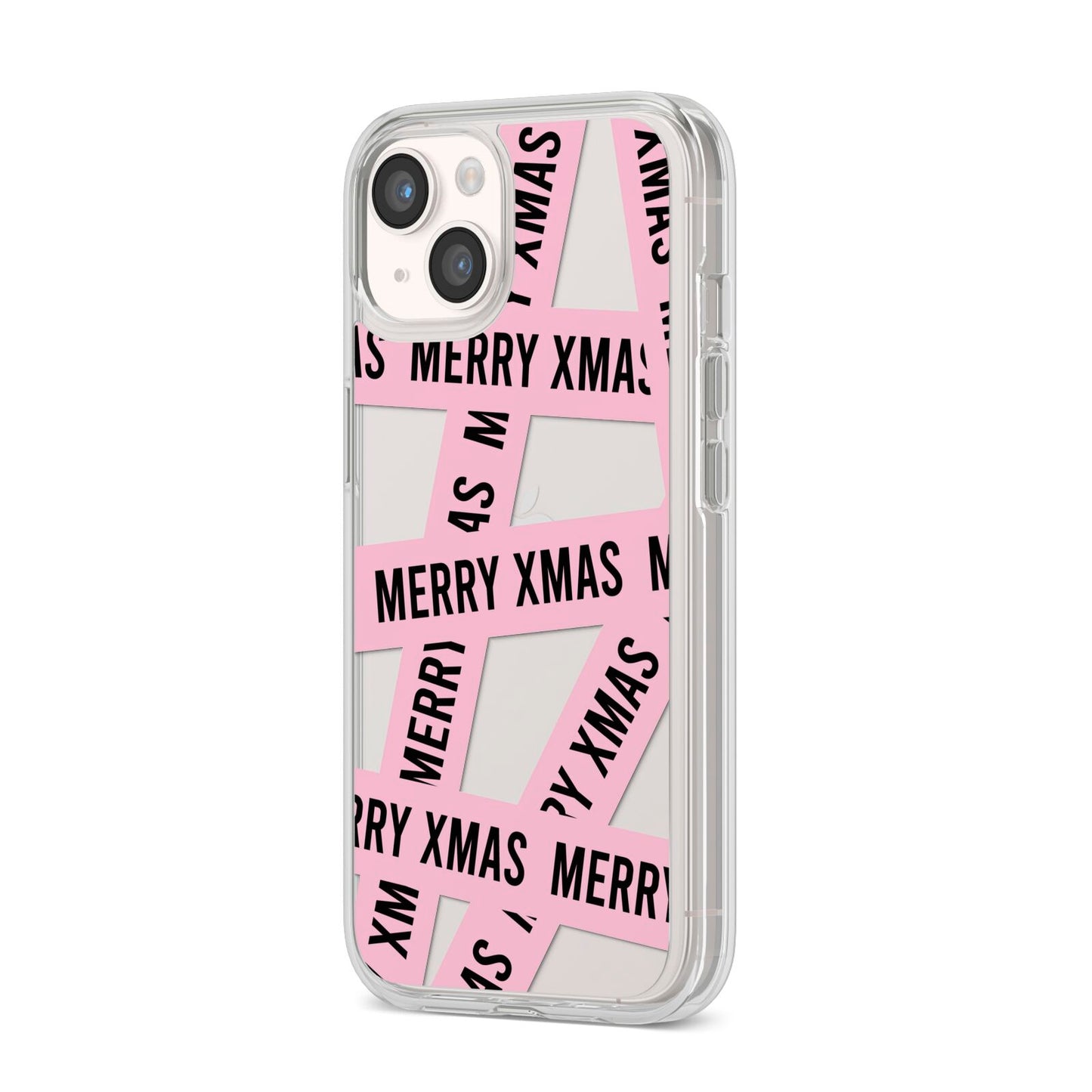 Merry Christmas Tape iPhone 14 Clear Tough Case Starlight Angled Image