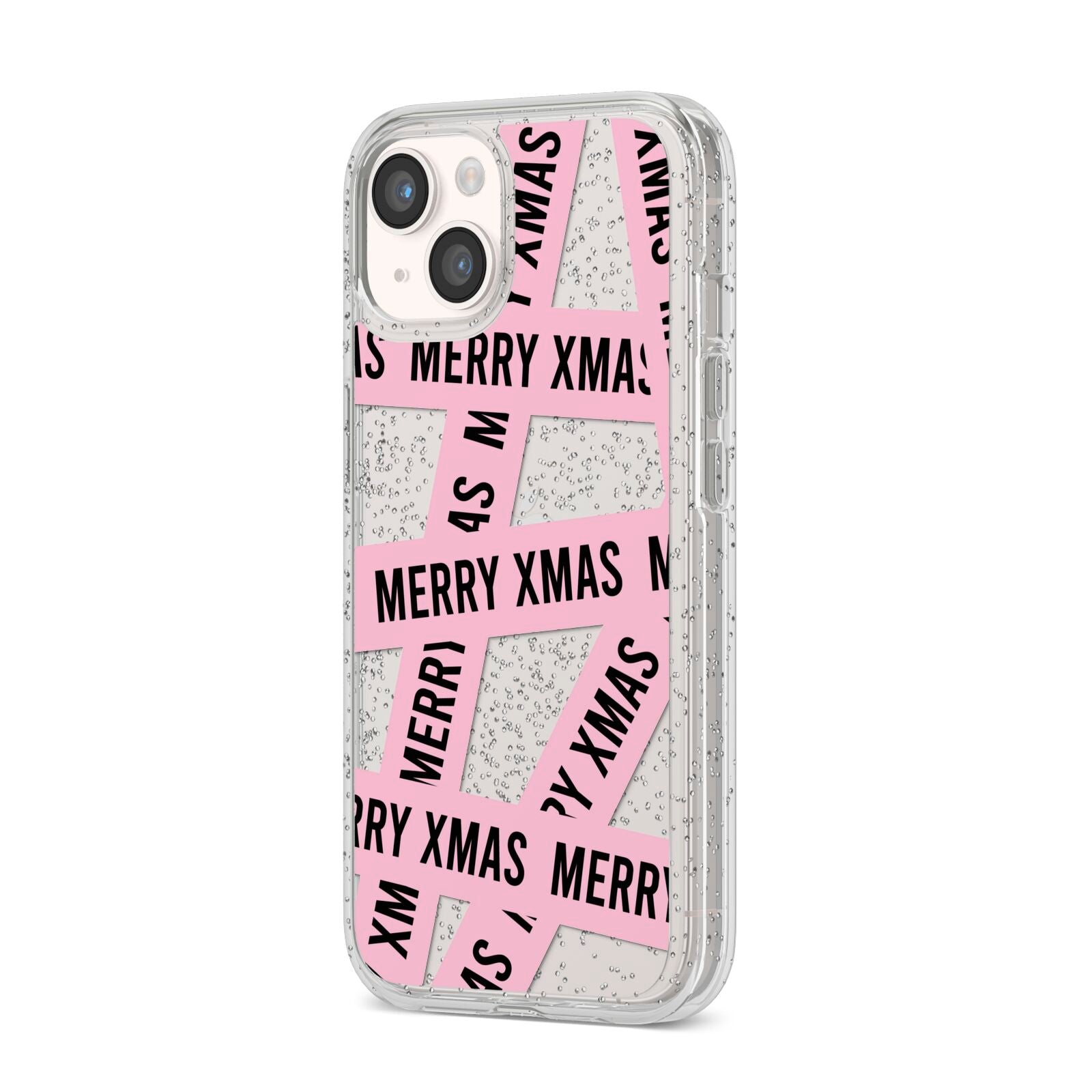Merry Christmas Tape iPhone 14 Glitter Tough Case Starlight Angled Image
