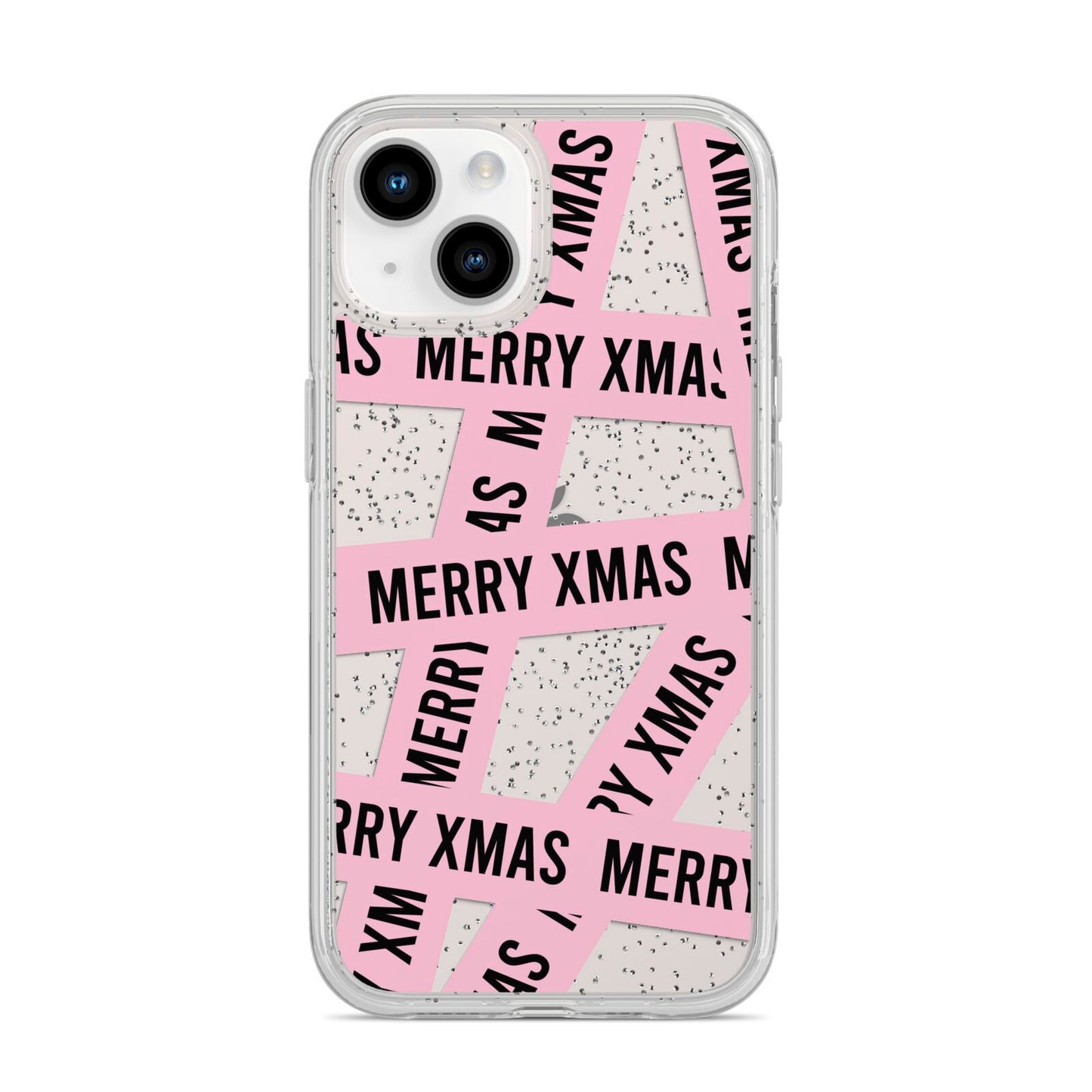 Merry Christmas Tape iPhone 14 Glitter Tough Case Starlight