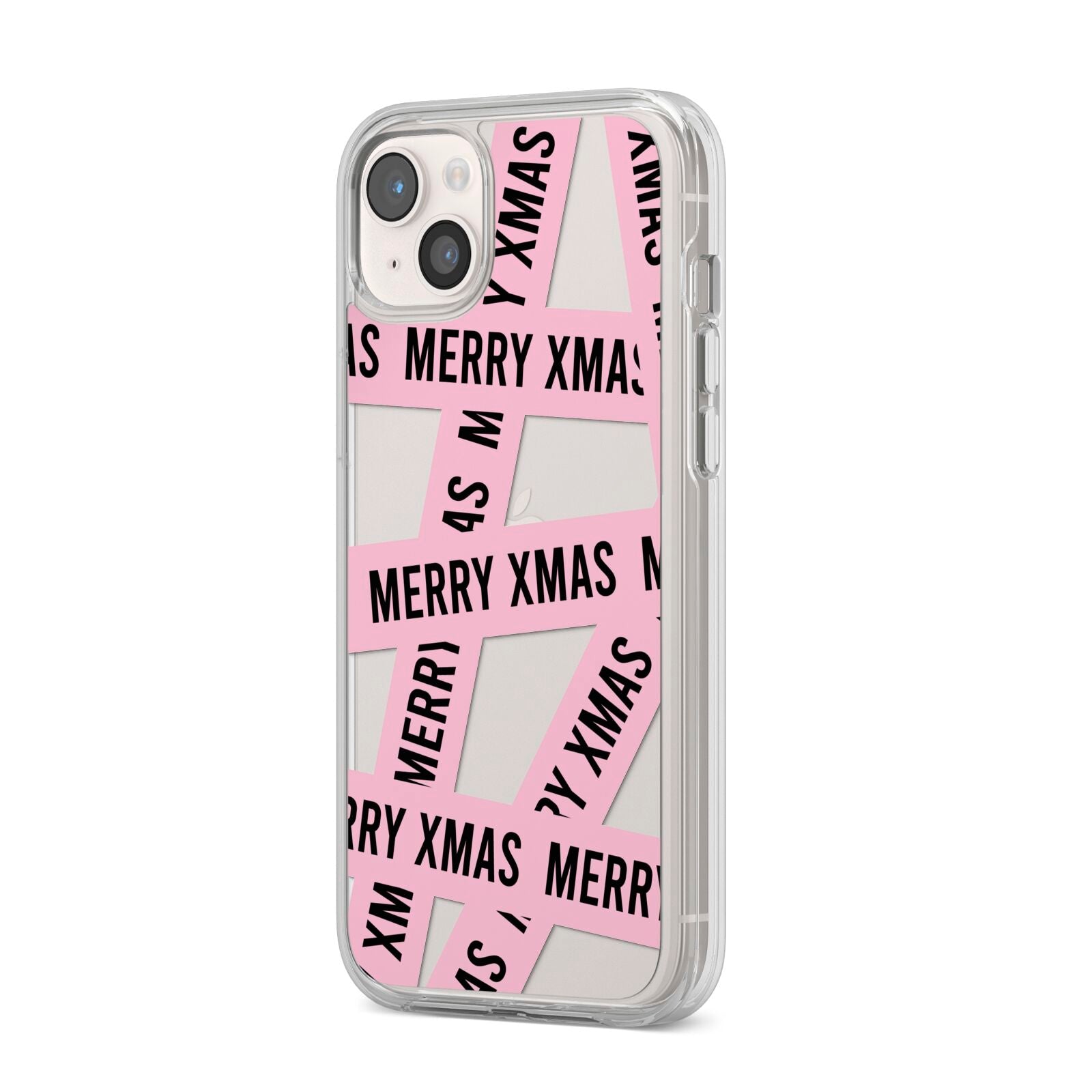 Merry Christmas Tape iPhone 14 Plus Clear Tough Case Starlight Angled Image