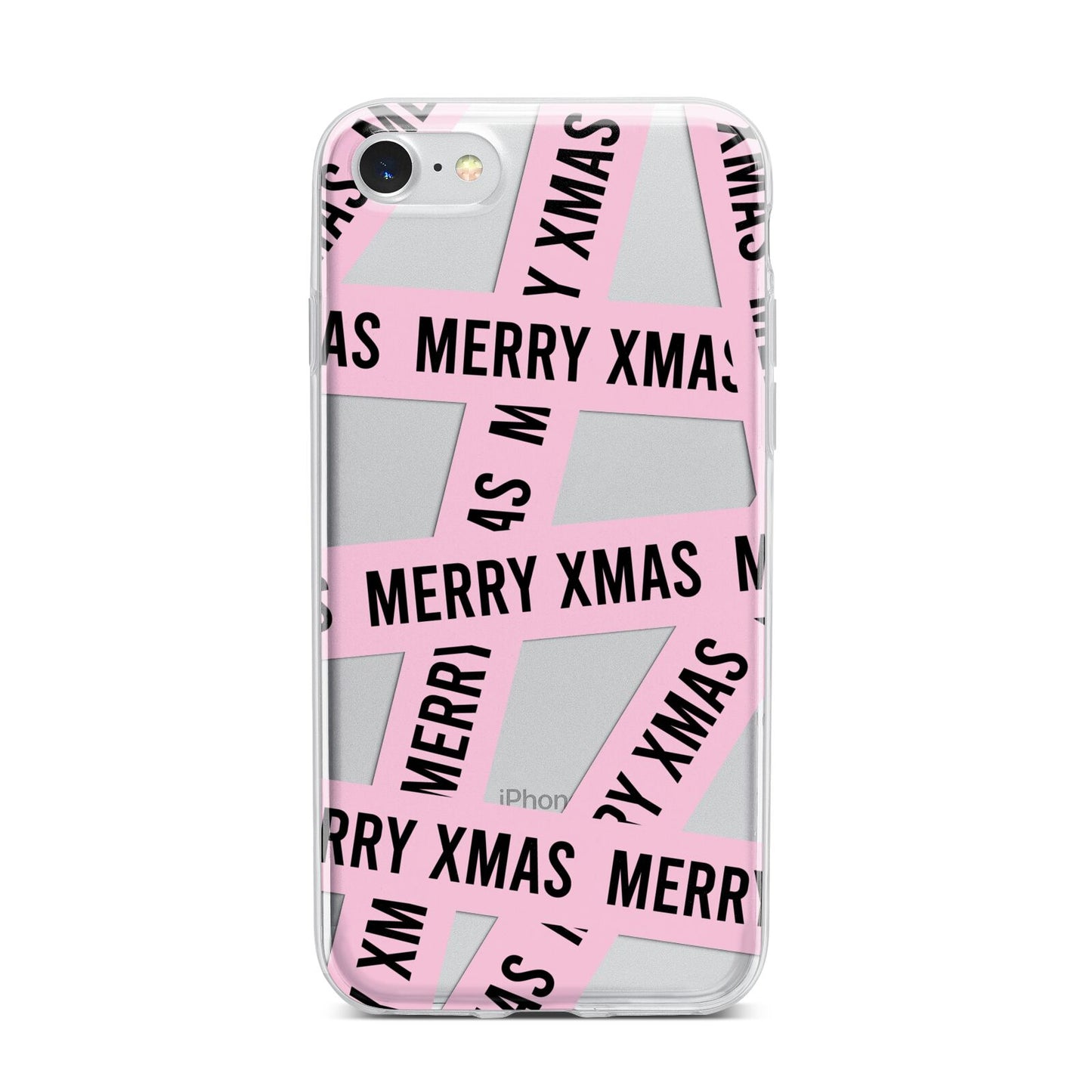 Merry Christmas Tape iPhone 7 Bumper Case on Silver iPhone