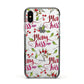 Merry kiss me Apple iPhone Xs Impact Case Black Edge on Silver Phone