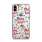 Merry kiss me Apple iPhone Xs Impact Case White Edge on Silver Phone