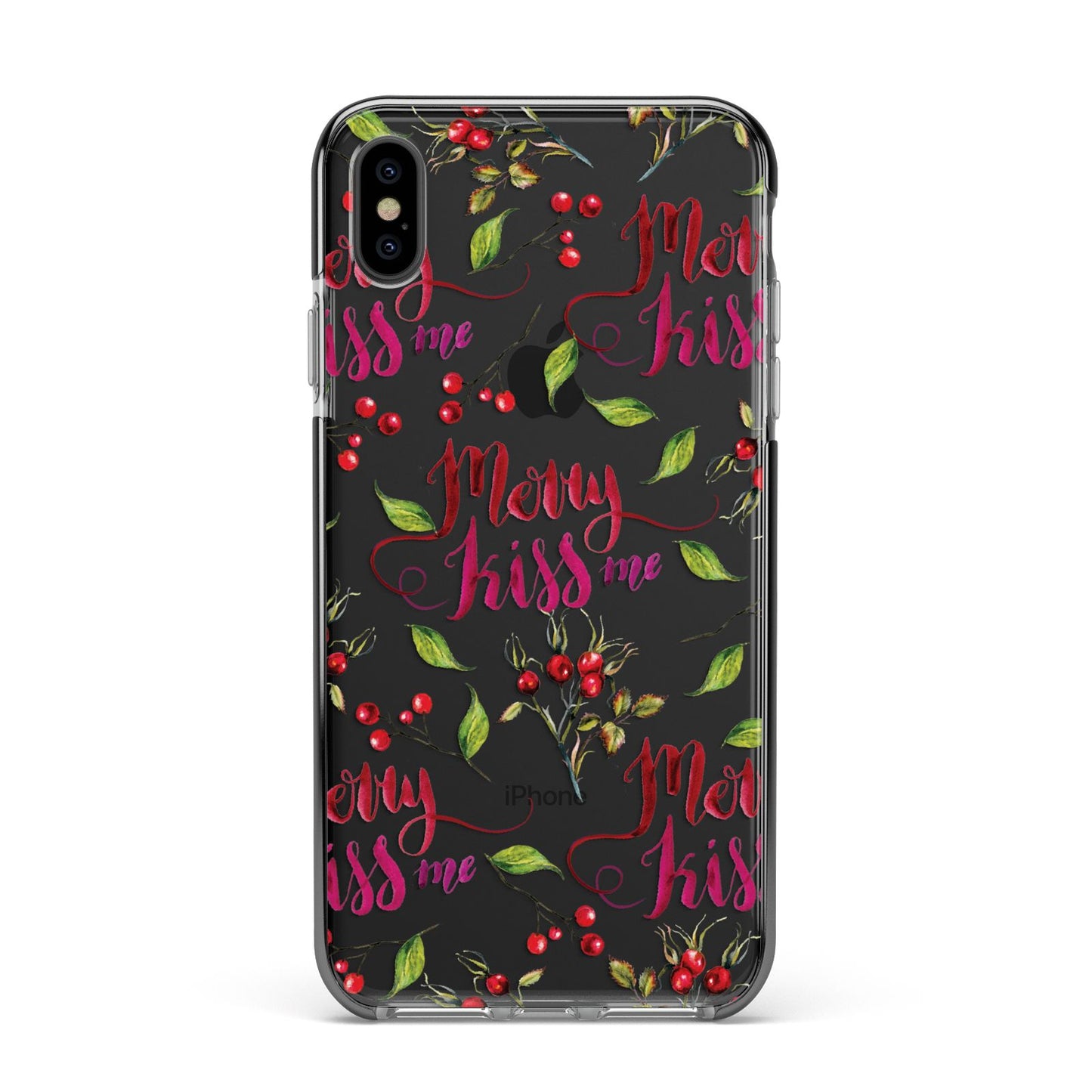 Merry kiss me Apple iPhone Xs Max Impact Case Black Edge on Black Phone