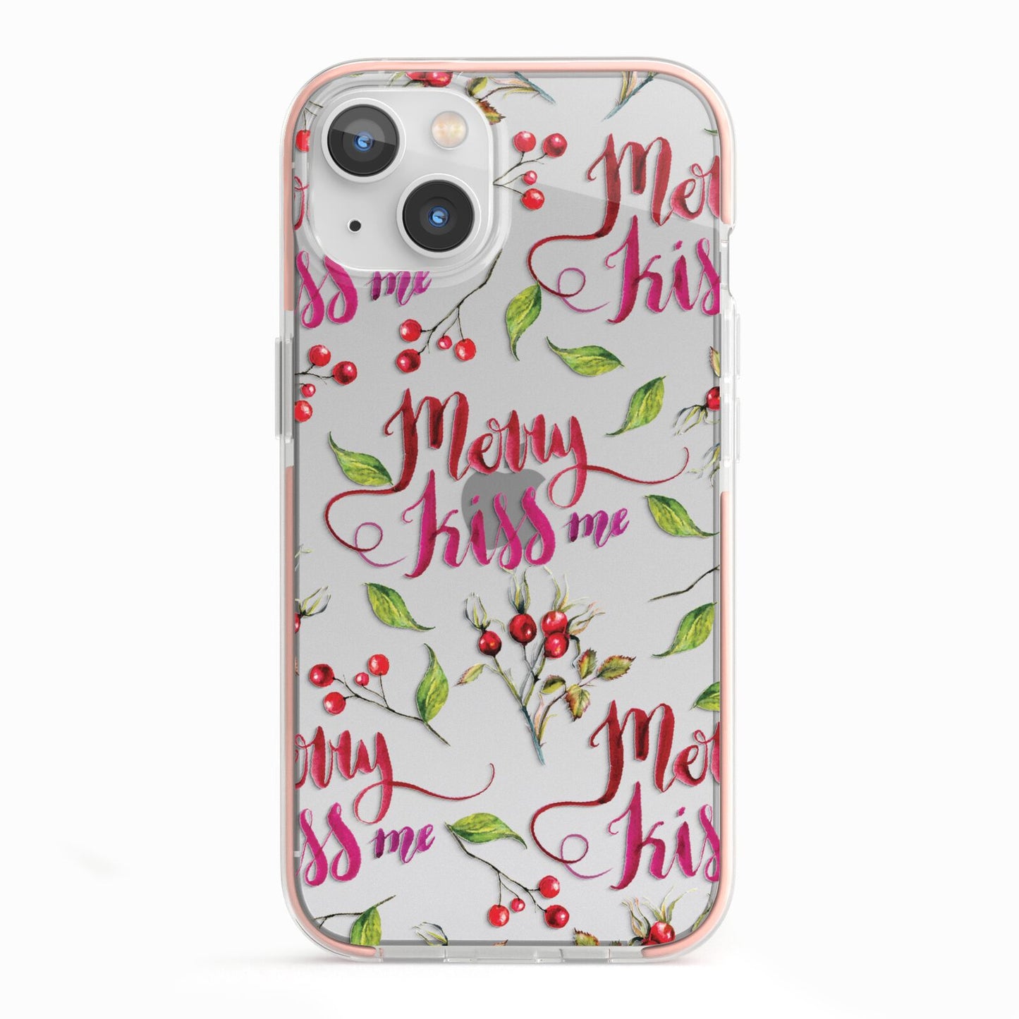 Merry kiss me iPhone 13 TPU Impact Case with Pink Edges