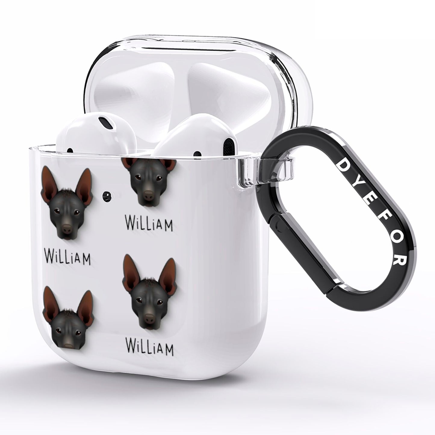 Mexican Hairless Icon with Name AirPods Clear Case Side Image