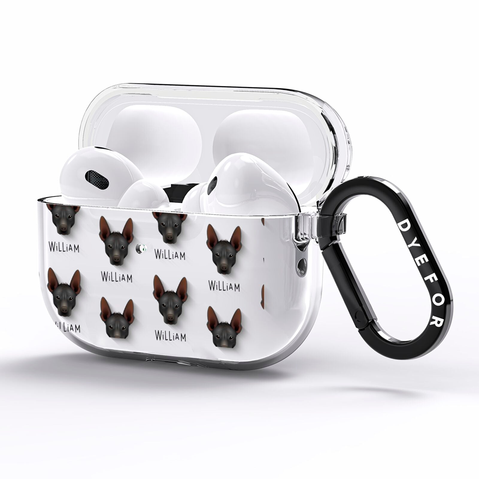 Mexican Hairless Icon with Name AirPods Pro Clear Case Side Image