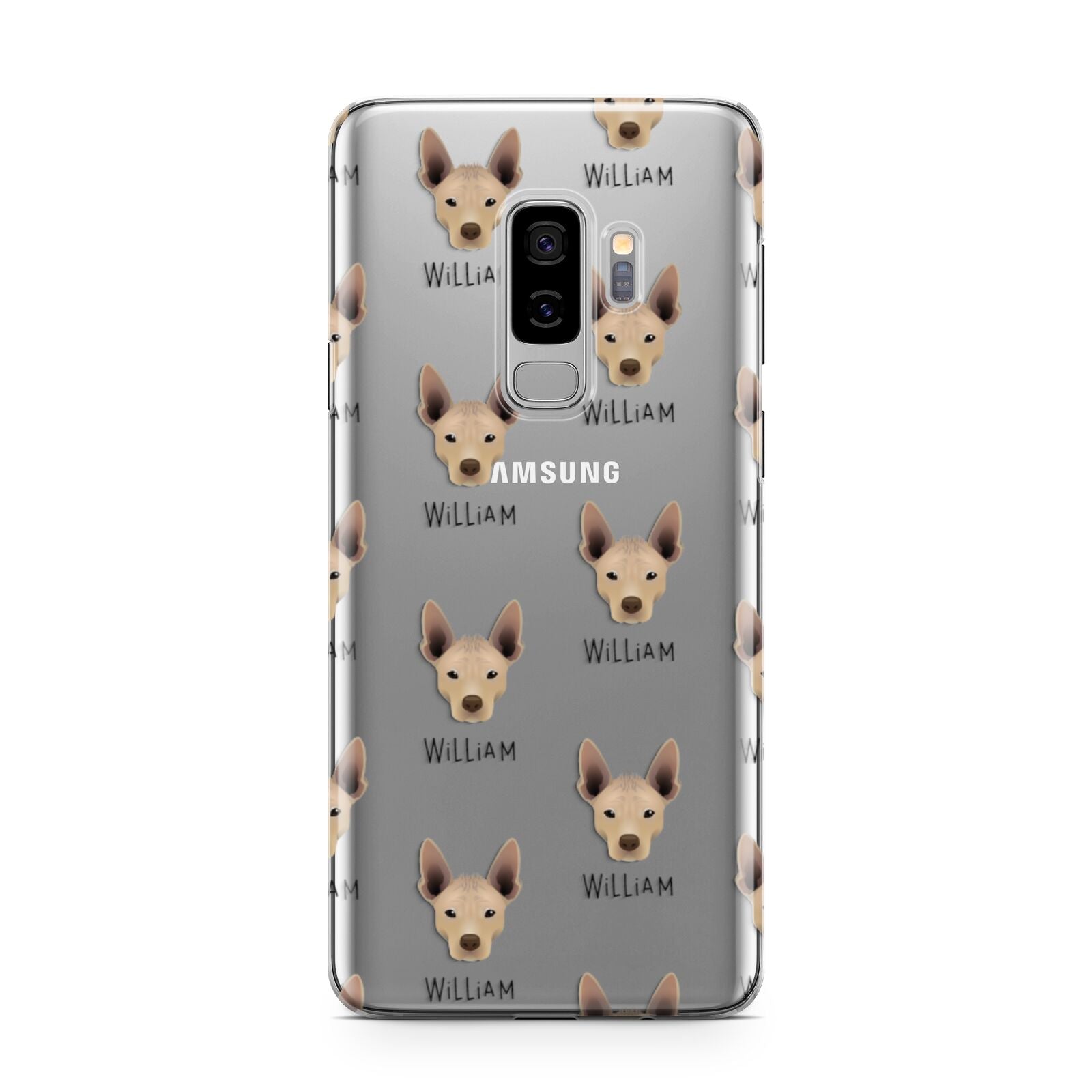Mexican Hairless Icon with Name Samsung Galaxy S9 Plus Case on Silver phone