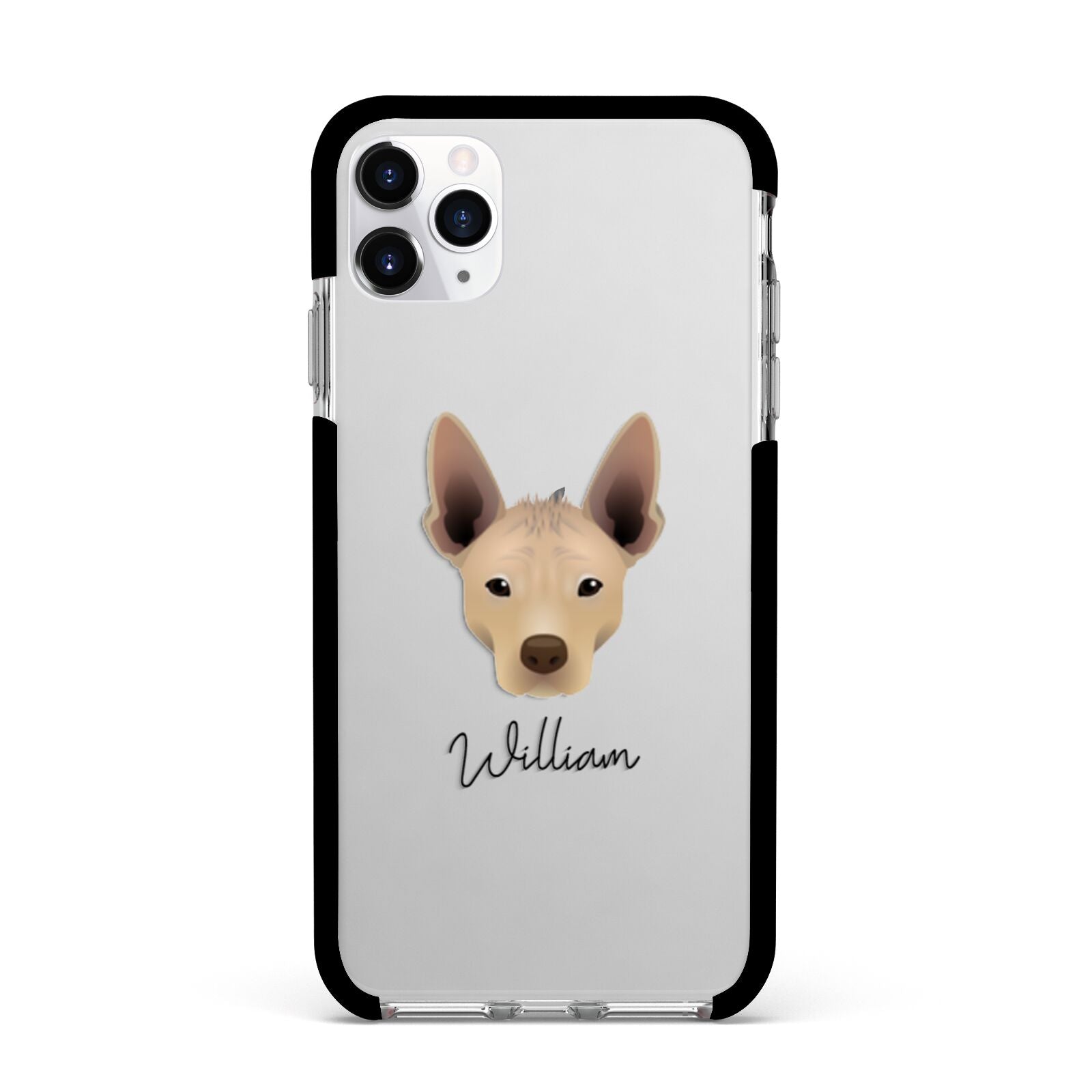 Mexican Hairless Personalised Apple iPhone 11 Pro Max in Silver with Black Impact Case