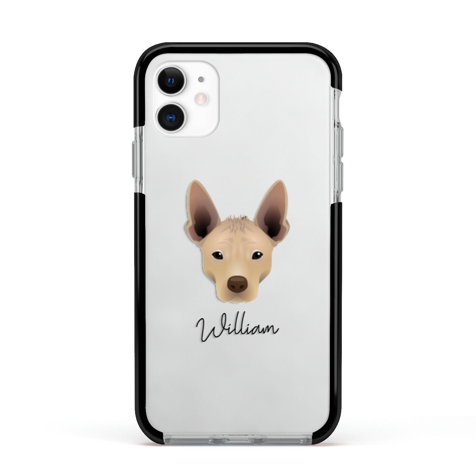 Mexican Hairless Personalised Apple iPhone 11 in White with Black Impact Case