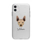 Mexican Hairless Personalised Apple iPhone 11 in White with Bumper Case