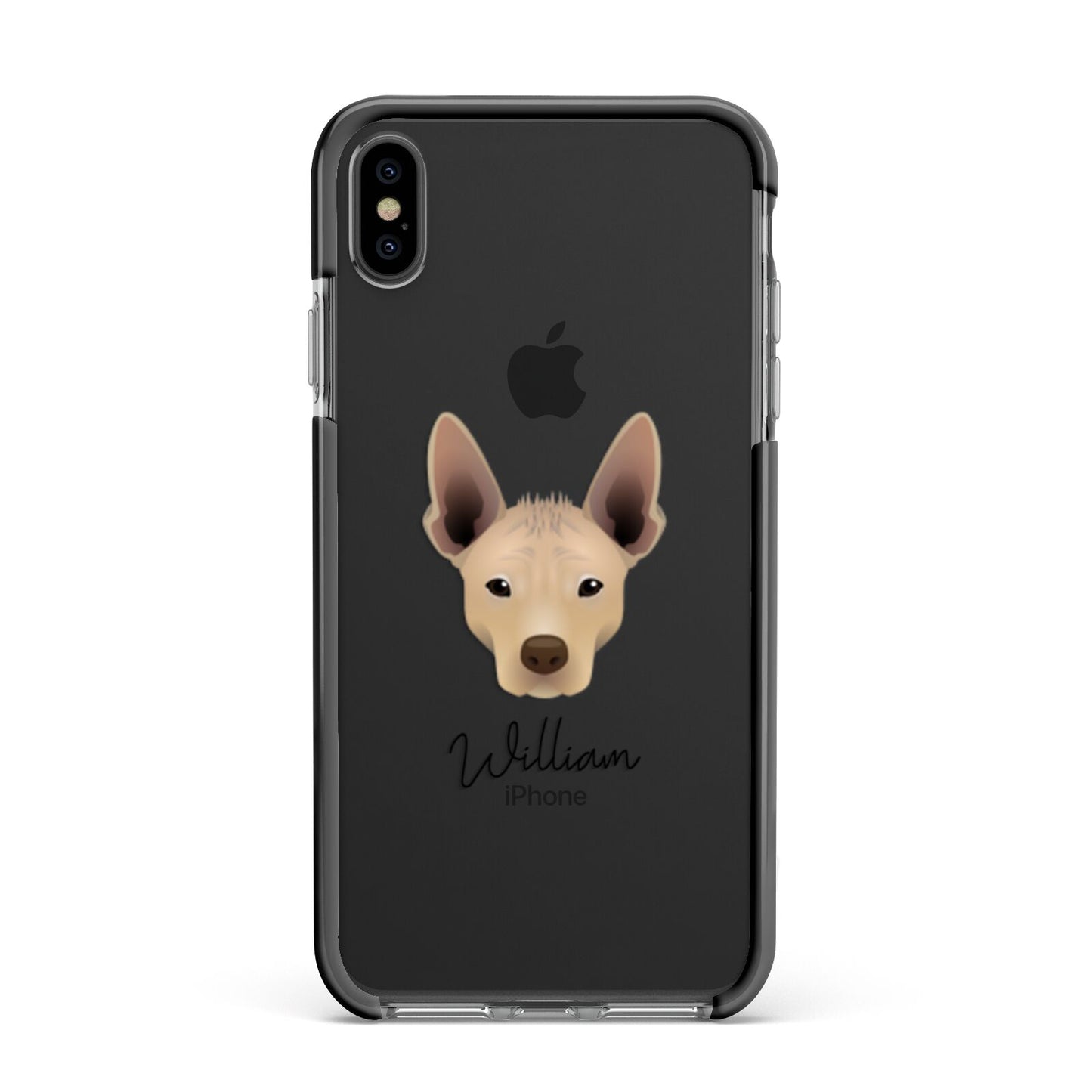 Mexican Hairless Personalised Apple iPhone Xs Max Impact Case Black Edge on Black Phone