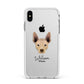 Mexican Hairless Personalised Apple iPhone Xs Max Impact Case White Edge on Silver Phone