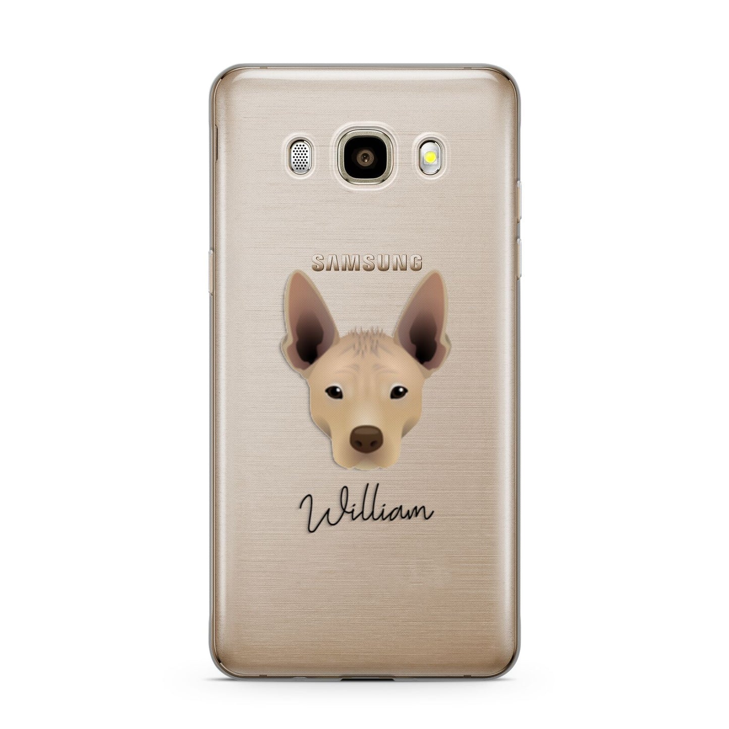 Mexican Hairless Personalised Samsung Galaxy J7 2016 Case on gold phone