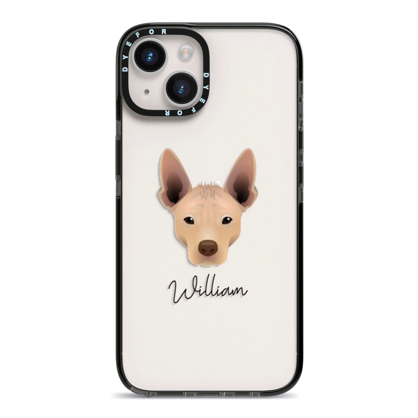 Mexican Hairless Personalised iPhone 14 Black Impact Case on Silver phone