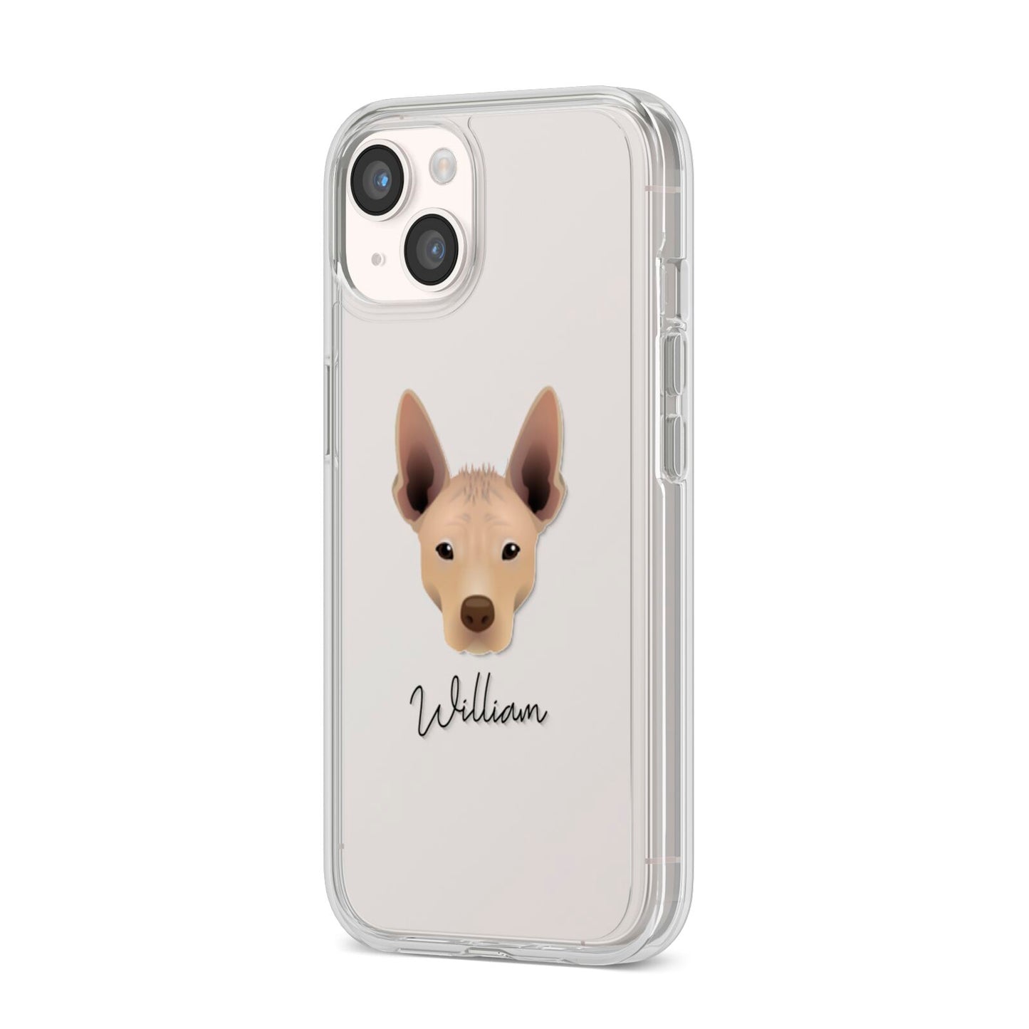 Mexican Hairless Personalised iPhone 14 Clear Tough Case Starlight Angled Image