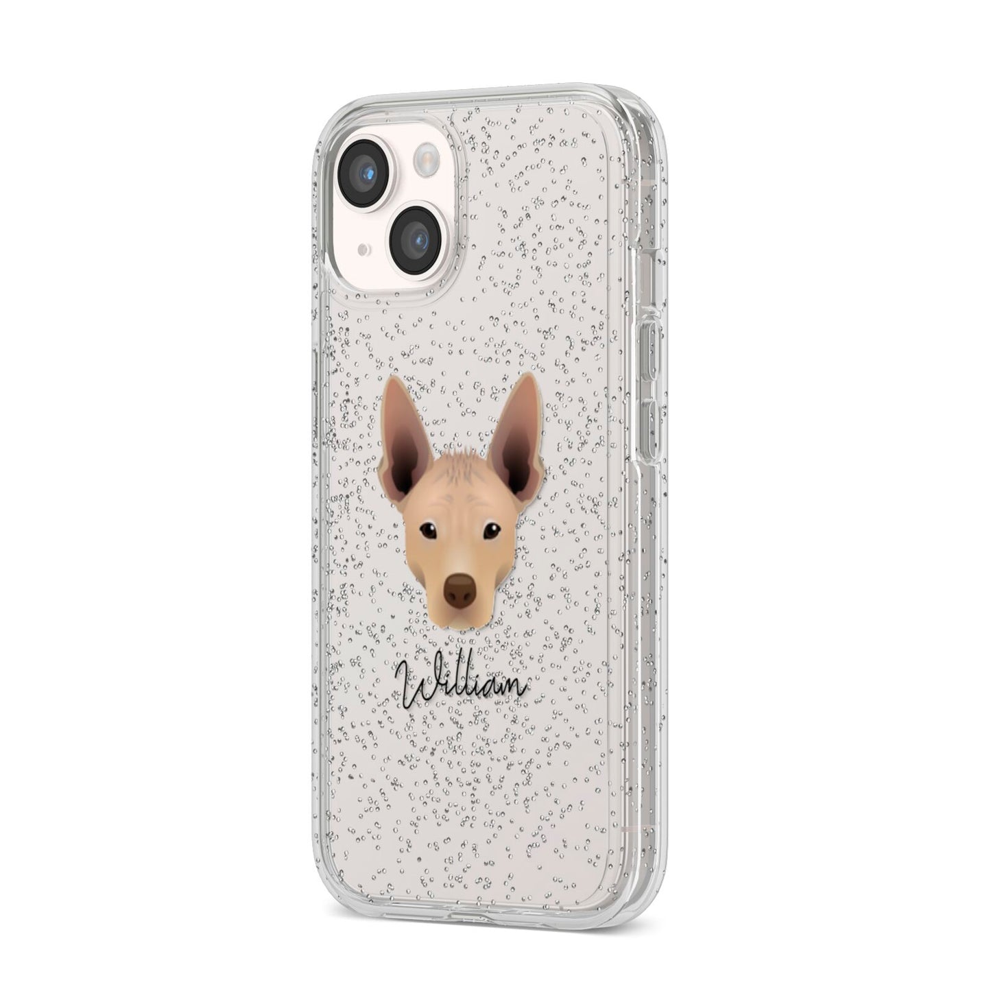 Mexican Hairless Personalised iPhone 14 Glitter Tough Case Starlight Angled Image