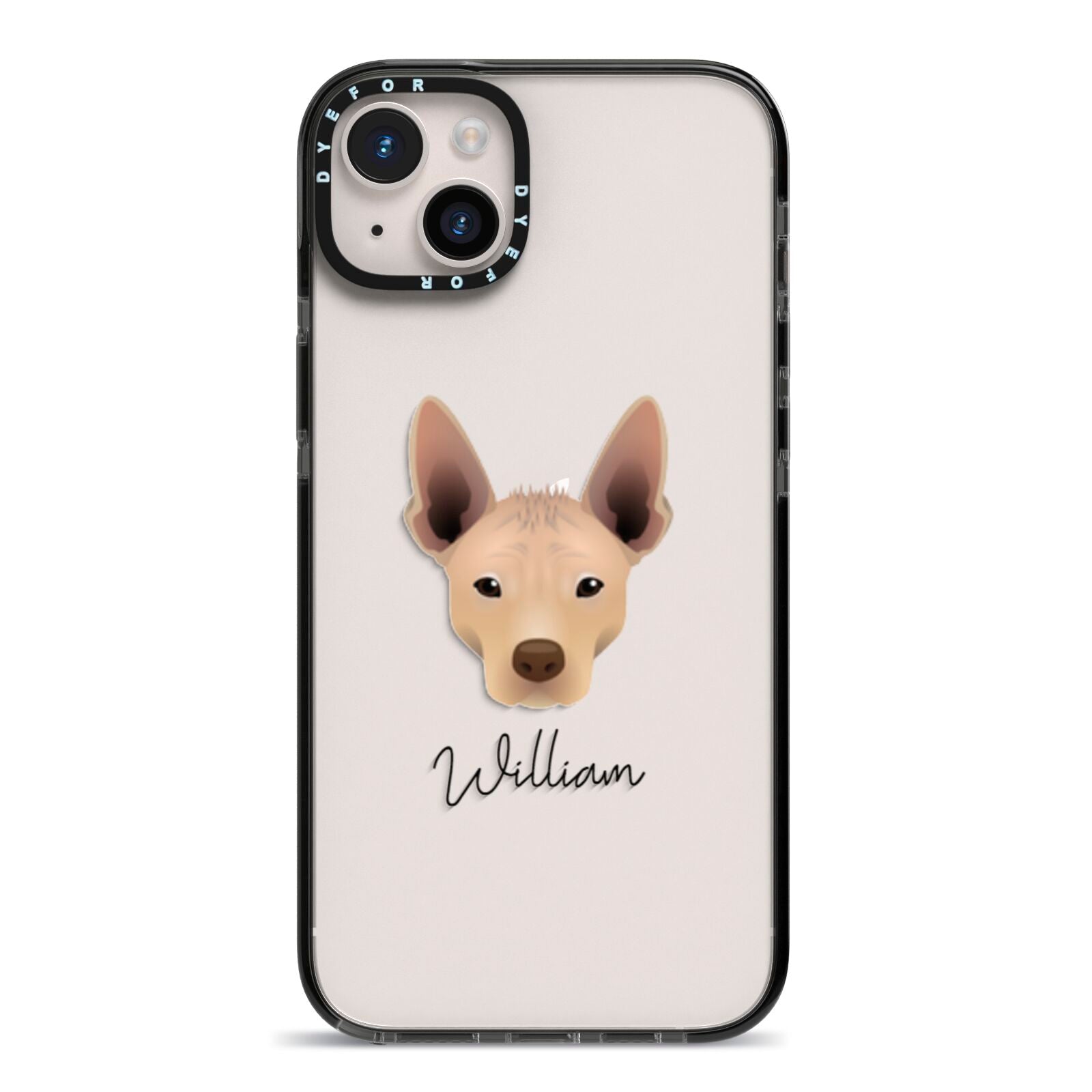 Mexican Hairless Personalised iPhone 14 Plus Black Impact Case on Silver phone