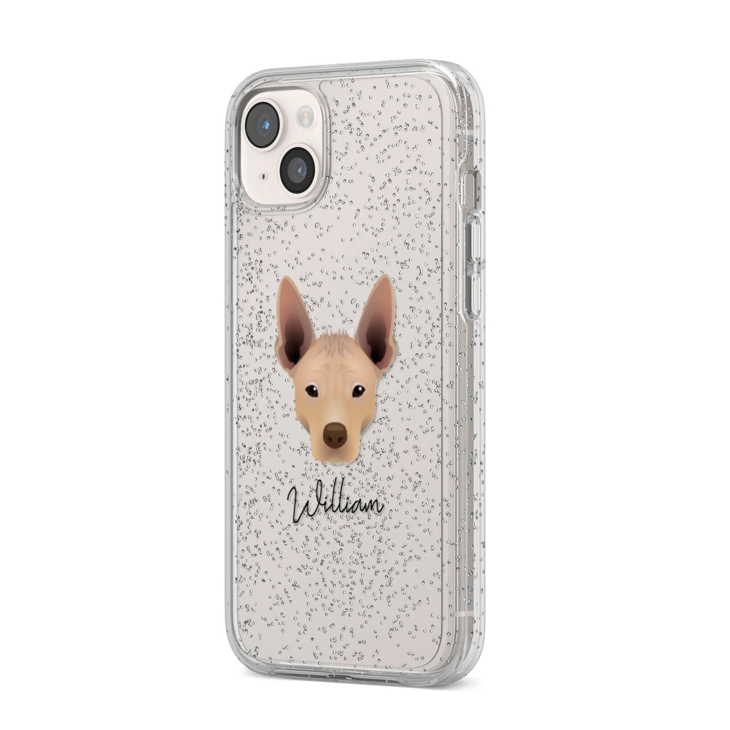 Mexican Hairless Personalised iPhone 14 Plus Glitter Tough Case Starlight Angled Image