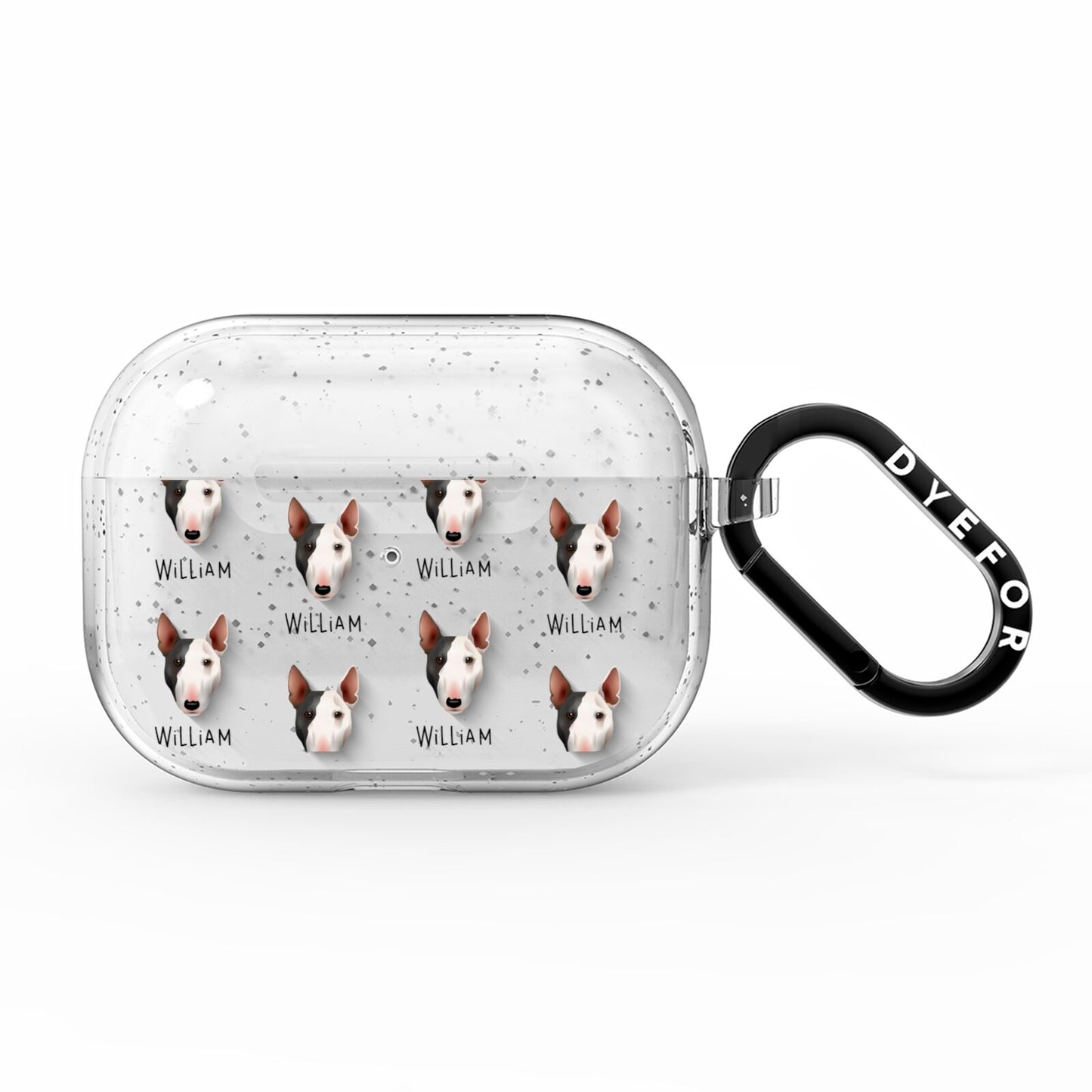 Miniature Bull Terrier Icon with Name AirPods Pro Glitter Case