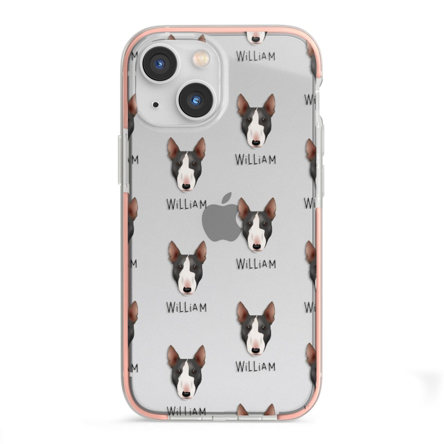 Miniature Bull Terrier Icon with Name iPhone 13 Mini TPU Impact Case with Pink Edges
