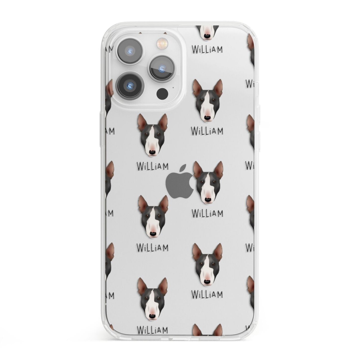 Miniature Bull Terrier Icon with Name iPhone 13 Pro Max Clear Bumper Case