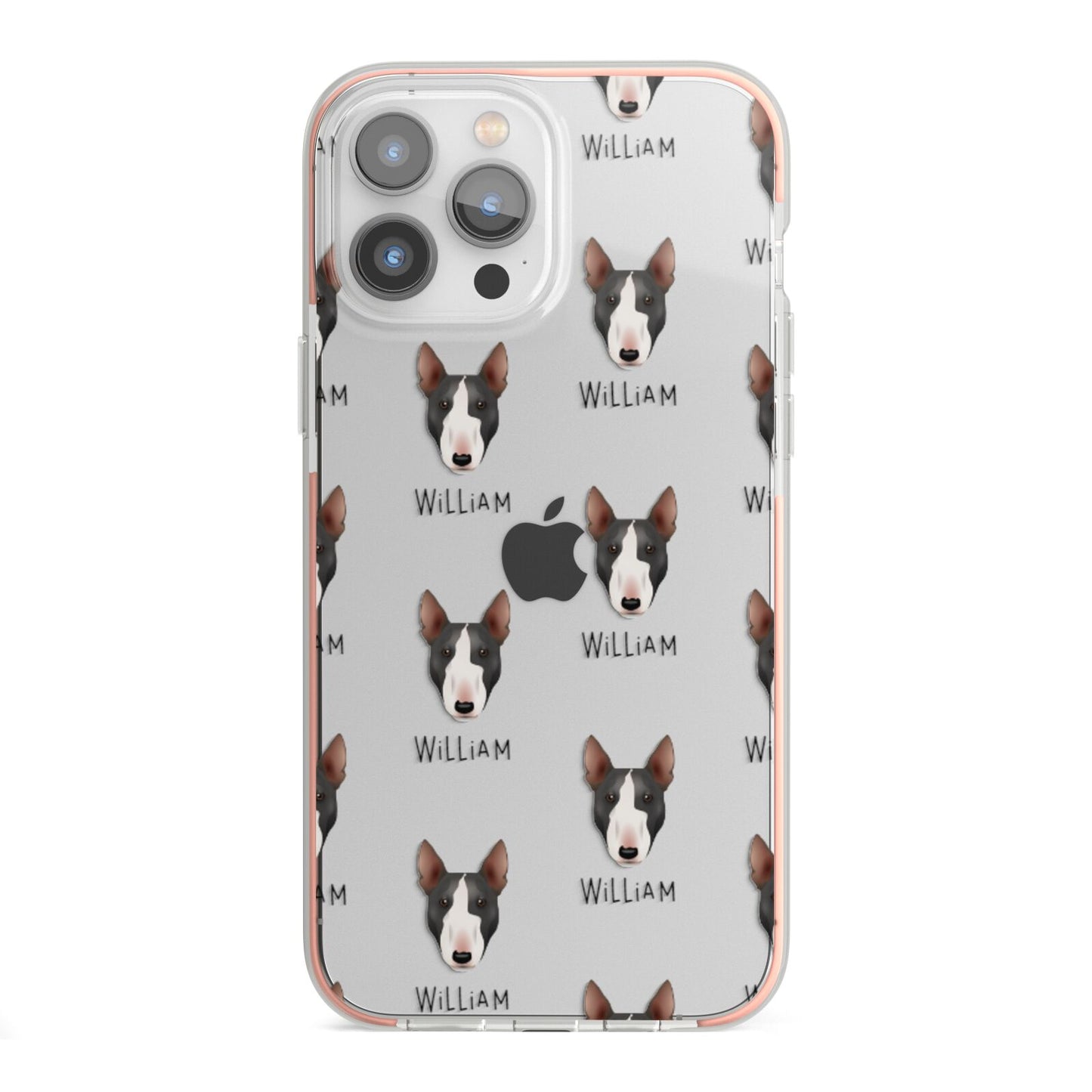 Miniature Bull Terrier Icon with Name iPhone 13 Pro Max TPU Impact Case with Pink Edges