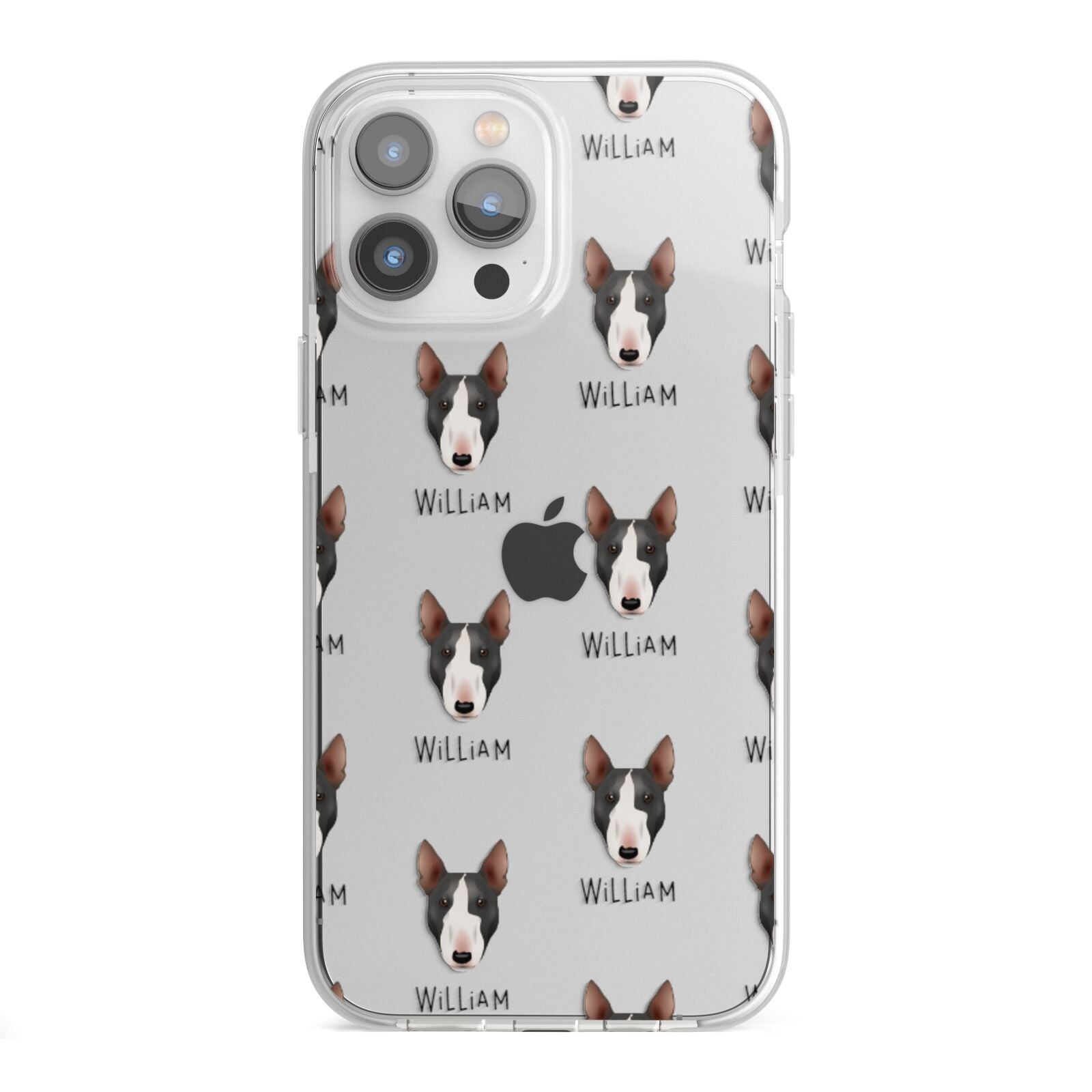 Miniature Bull Terrier Icon with Name iPhone 13 Pro Max TPU Impact Case with White Edges