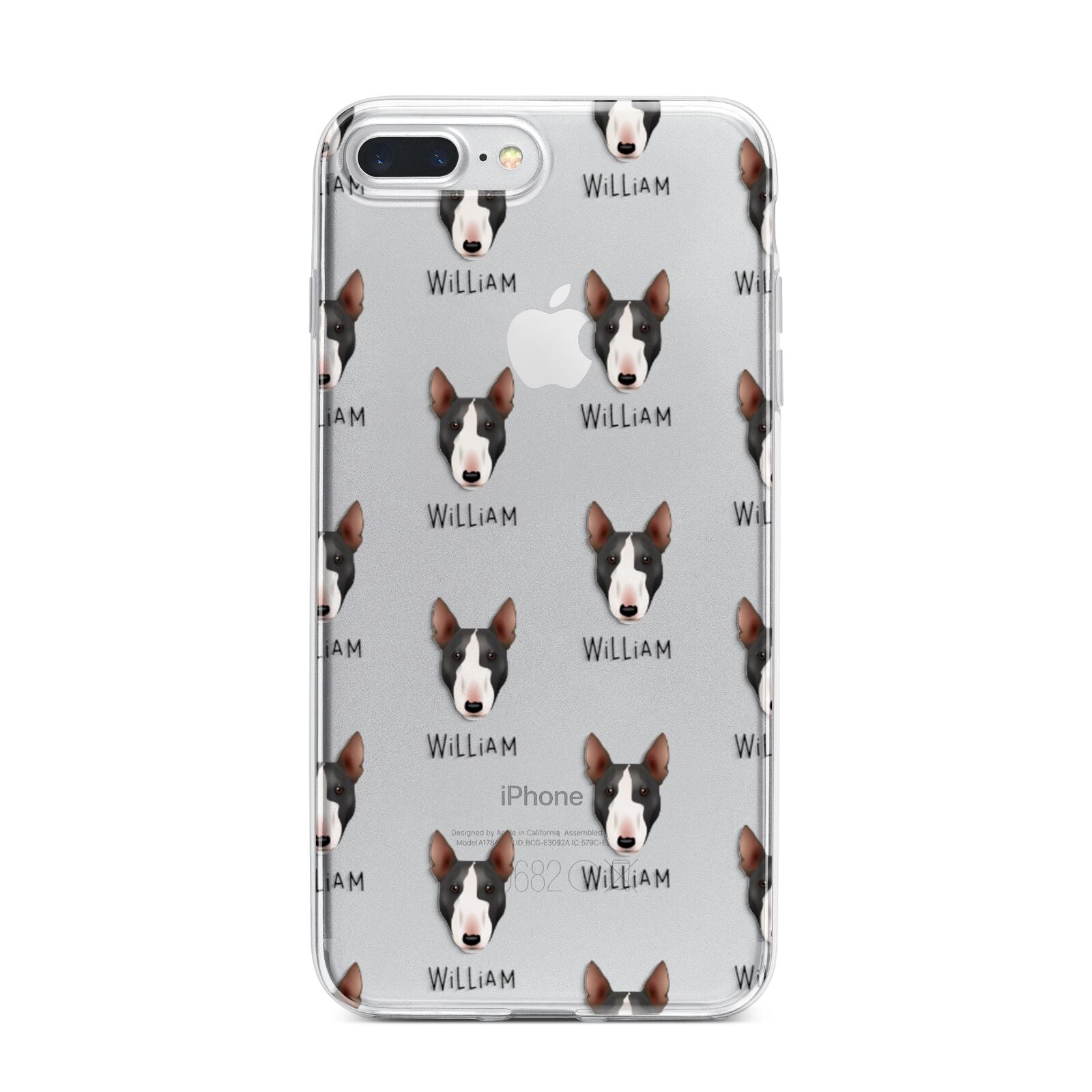 Miniature Bull Terrier Icon with Name iPhone 7 Plus Bumper Case on Silver iPhone