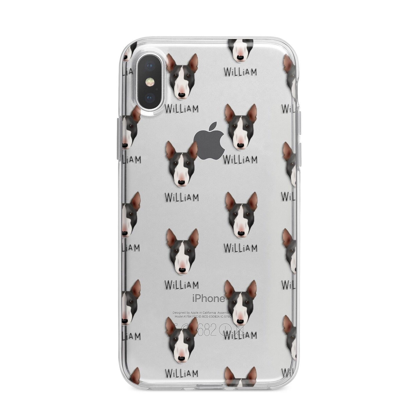 Miniature Bull Terrier Icon with Name iPhone X Bumper Case on Silver iPhone Alternative Image 1