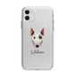 Miniature Bull Terrier Personalised Apple iPhone 11 in White with Bumper Case