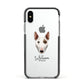 Miniature Bull Terrier Personalised Apple iPhone Xs Impact Case Black Edge on Silver Phone