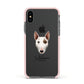 Miniature Bull Terrier Personalised Apple iPhone Xs Impact Case Pink Edge on Black Phone