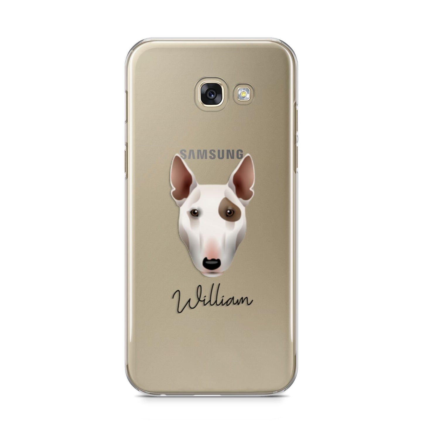 Miniature Bull Terrier Personalised Samsung Galaxy A5 2017 Case on gold phone