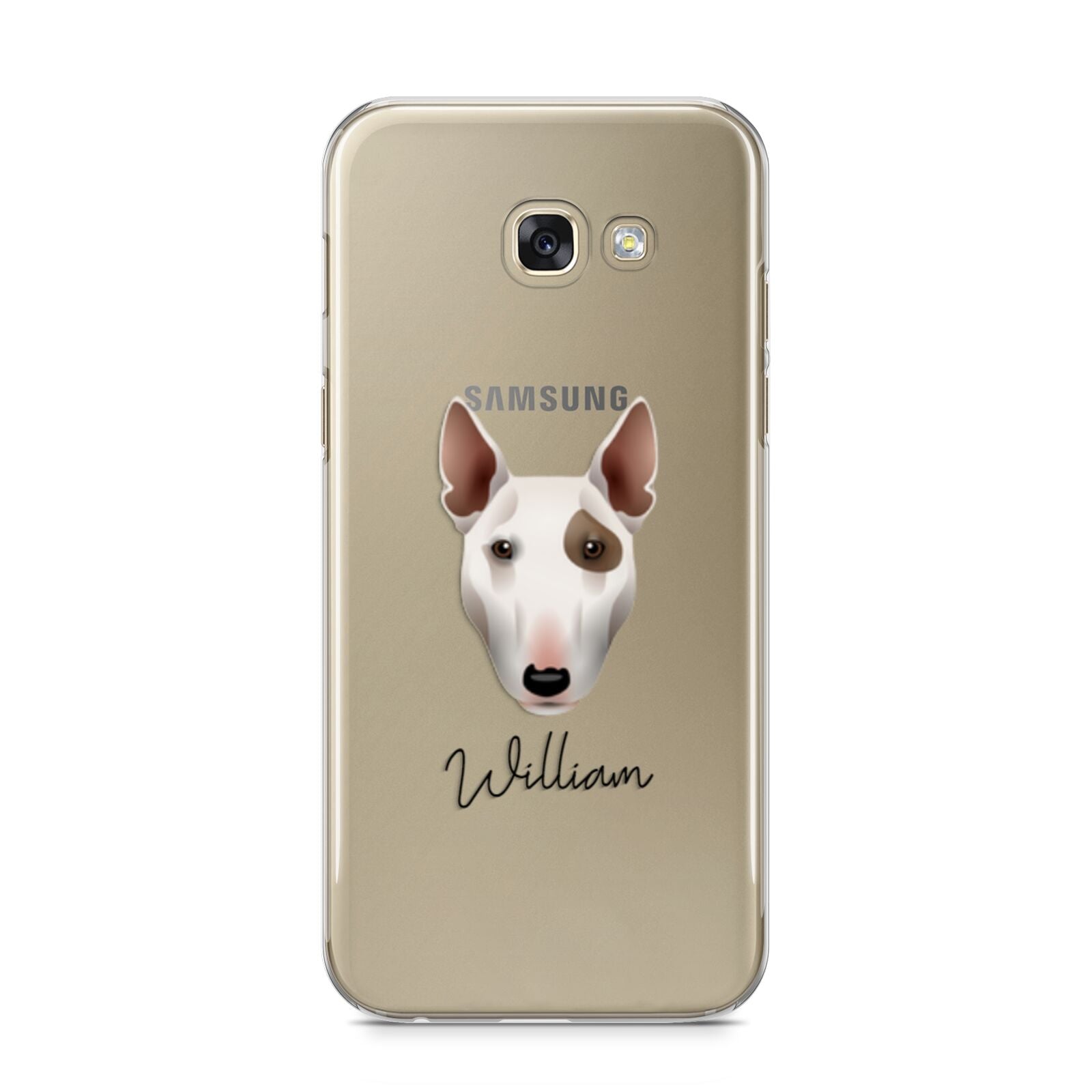 Miniature Bull Terrier Personalised Samsung Galaxy A5 2017 Case on gold phone