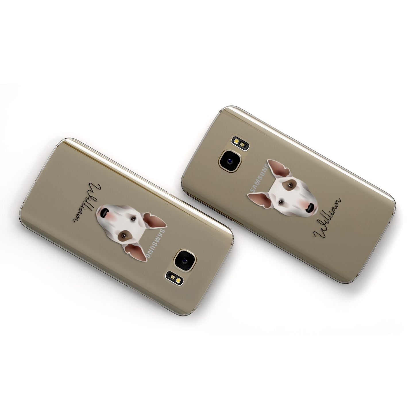 Miniature Bull Terrier Personalised Samsung Galaxy Case Flat Overview