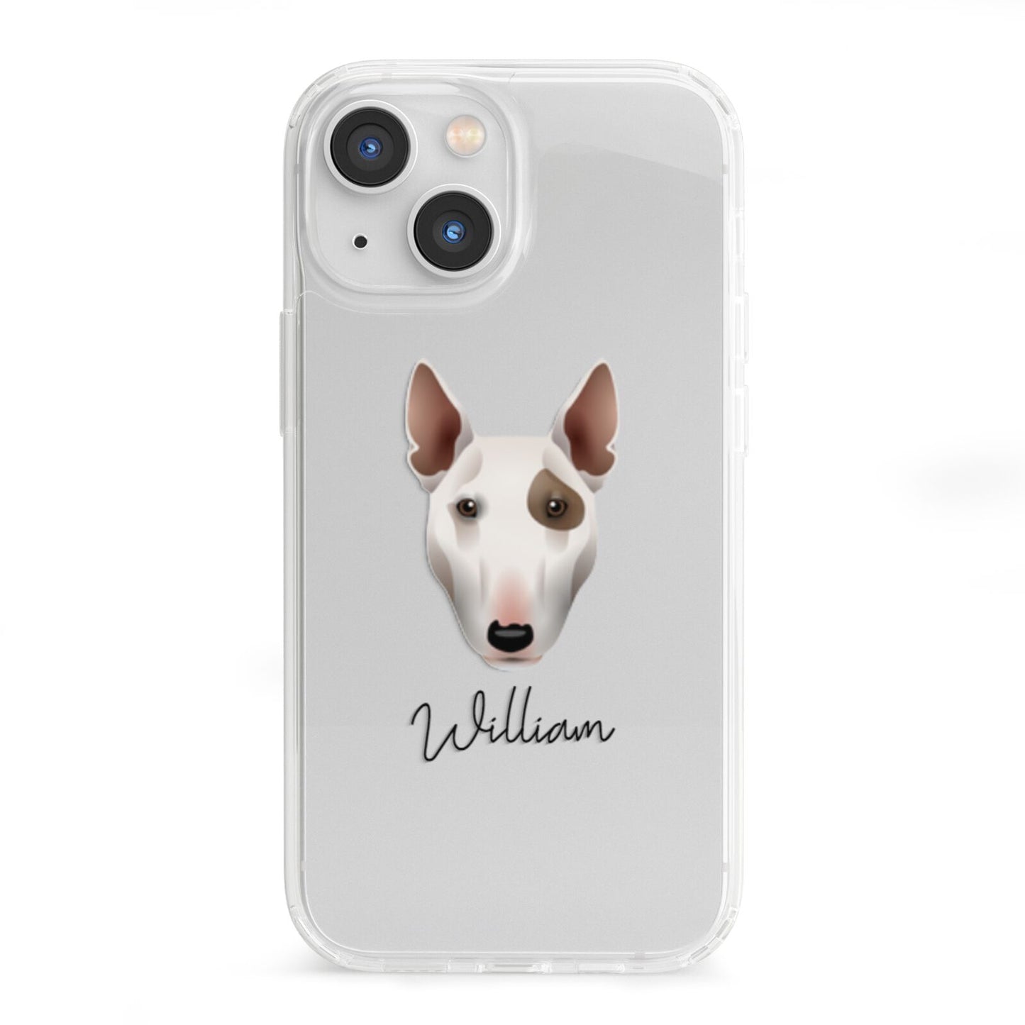 Miniature Bull Terrier Personalised iPhone 13 Mini Clear Bumper Case