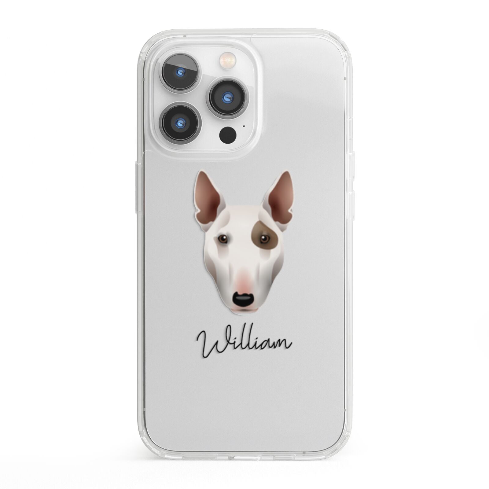 Miniature Bull Terrier Personalised iPhone 13 Pro Clear Bumper Case