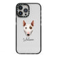 Miniature Bull Terrier Personalised iPhone 13 Pro Max Black Impact Case on Silver phone