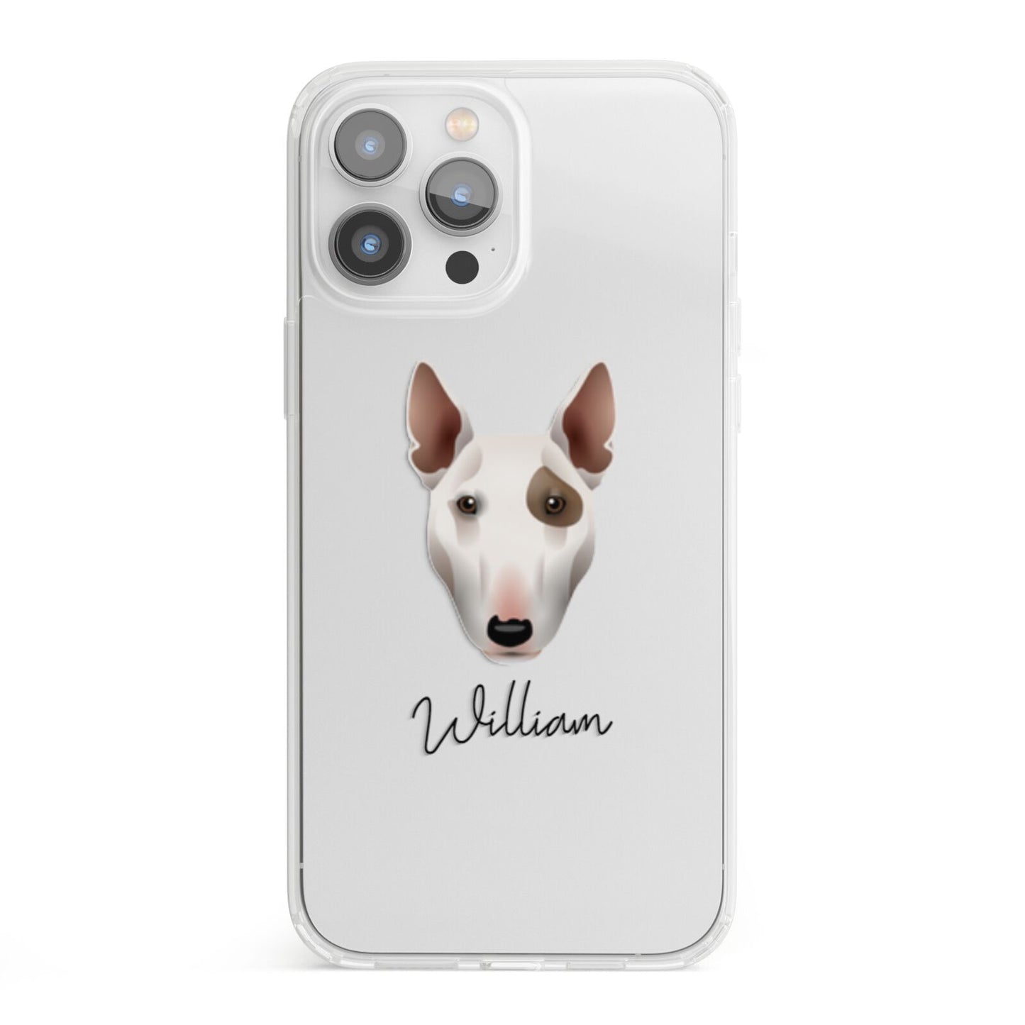 Miniature Bull Terrier Personalised iPhone 13 Pro Max Clear Bumper Case