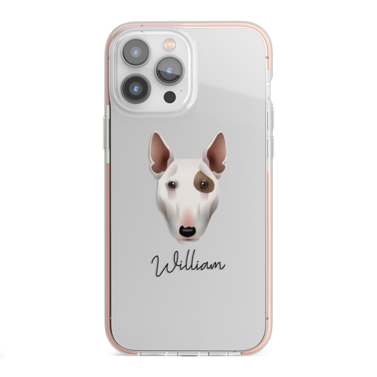 Miniature Bull Terrier Personalised iPhone 13 Pro Max TPU Impact Case with Pink Edges
