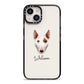Miniature Bull Terrier Personalised iPhone 14 Black Impact Case on Silver phone