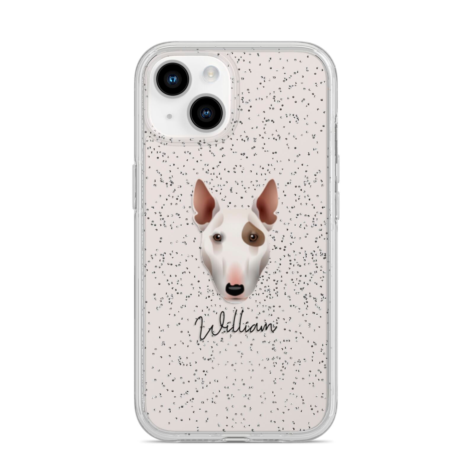 Miniature Bull Terrier Personalised iPhone 14 Glitter Tough Case Starlight