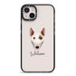 Miniature Bull Terrier Personalised iPhone 14 Plus Black Impact Case on Silver phone